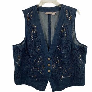 Chico's Denim Embellished Vest size XL 16